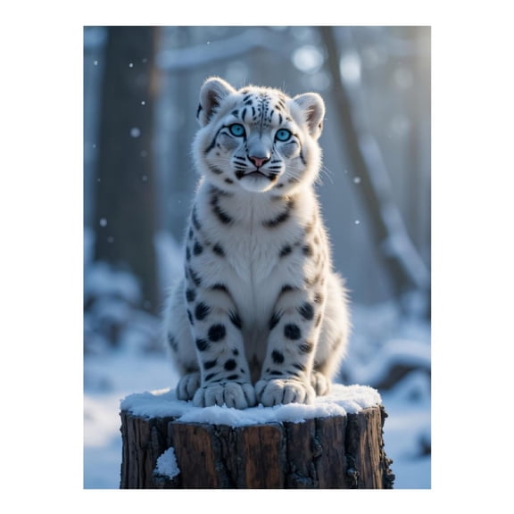 Diamond Art Kits for Adults, Snowy Tiger Cub Blue Eyes 5D Diamond Painting Kits for Adults Beginners, DIY Full Drill Diamond Painting, Gem Art and Crafts 12x16