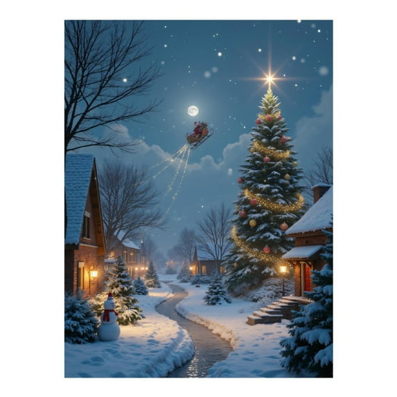 Diamond Art Kits for Adults, Snowy Village Night Sleigh Ride 5D Diamond Painting Kits for Adults Beginners, DIY Full Drill Diamond Painting, Gem Art and Crafts 12x16