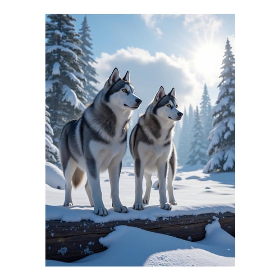 Diamond Art Kits for Adults, Snowy Wolves Winter Scene 5D Diamond Painting Kits for Adults Beginners, DIY Full Drill Diamond Painting, Gem Art and Crafts 12x16