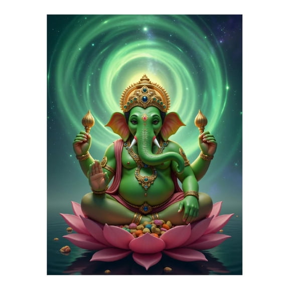 Diamond Art Kits for Adults, Spiritual Green Deity Lotus Meditation 5D Diamond Painting Kits for Adults Beginners, DIY Full Drill Diamond Painting, Gem Art and Crafts 12x16