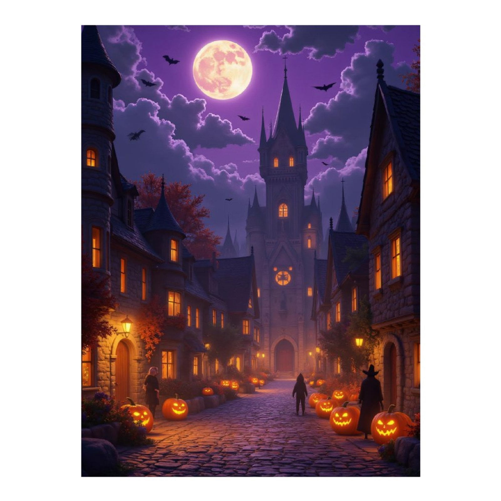 Diamond Art Kits for Adults, Spooky Night Town Halloween Scene 5D Diamond Painting Kits for Adults Beginners, DIY Full Drill Diamond Painting, Gem Art and Crafts 12x16