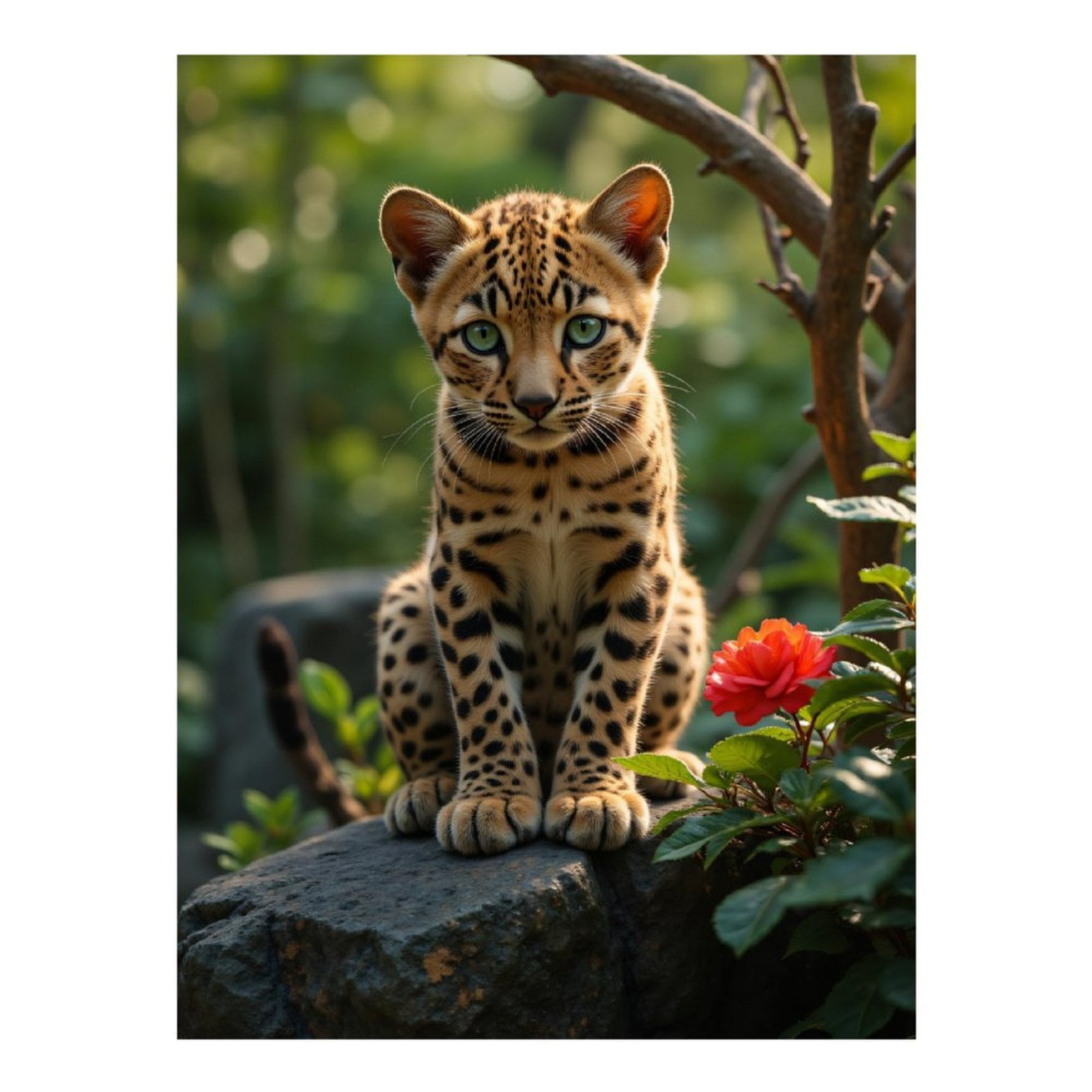 Diamond Art Kits for Adults, Spotted Cat Garden Flower Scene 5D Diamond Painting Kits for Adults Beginners, DIY Full Drill Diamond Painting, Gem Art and Crafts 12x16