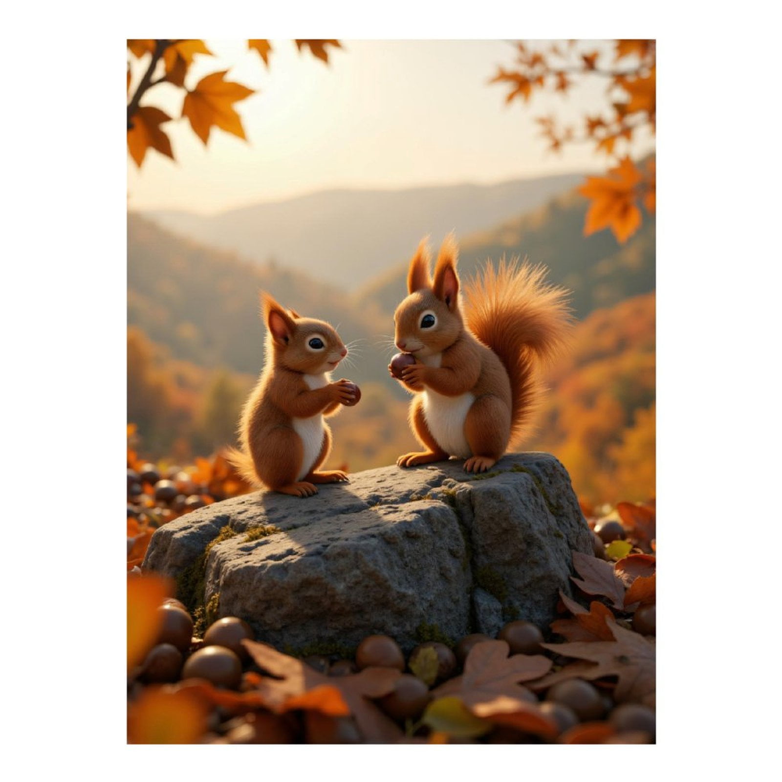 Diamond Art Kits for Adults, Squirrels Autumn Leaves Rock Acorns 5D Diamond Painting Kits for Adults Beginners, DIY Full Drill Diamond Painting, Gem Art and Crafts 12x16