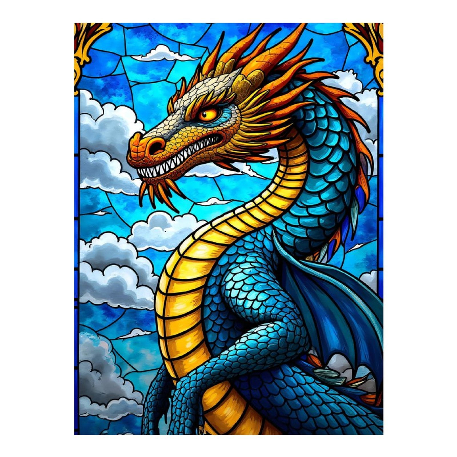 Diamond Art Kits for Adults, Stained Glass Dragon Fantasy Art 5D Diamond Painting Kits for Adults Beginners, DIY Full Drill Diamond Painting, Gem Art and Crafts 12x16