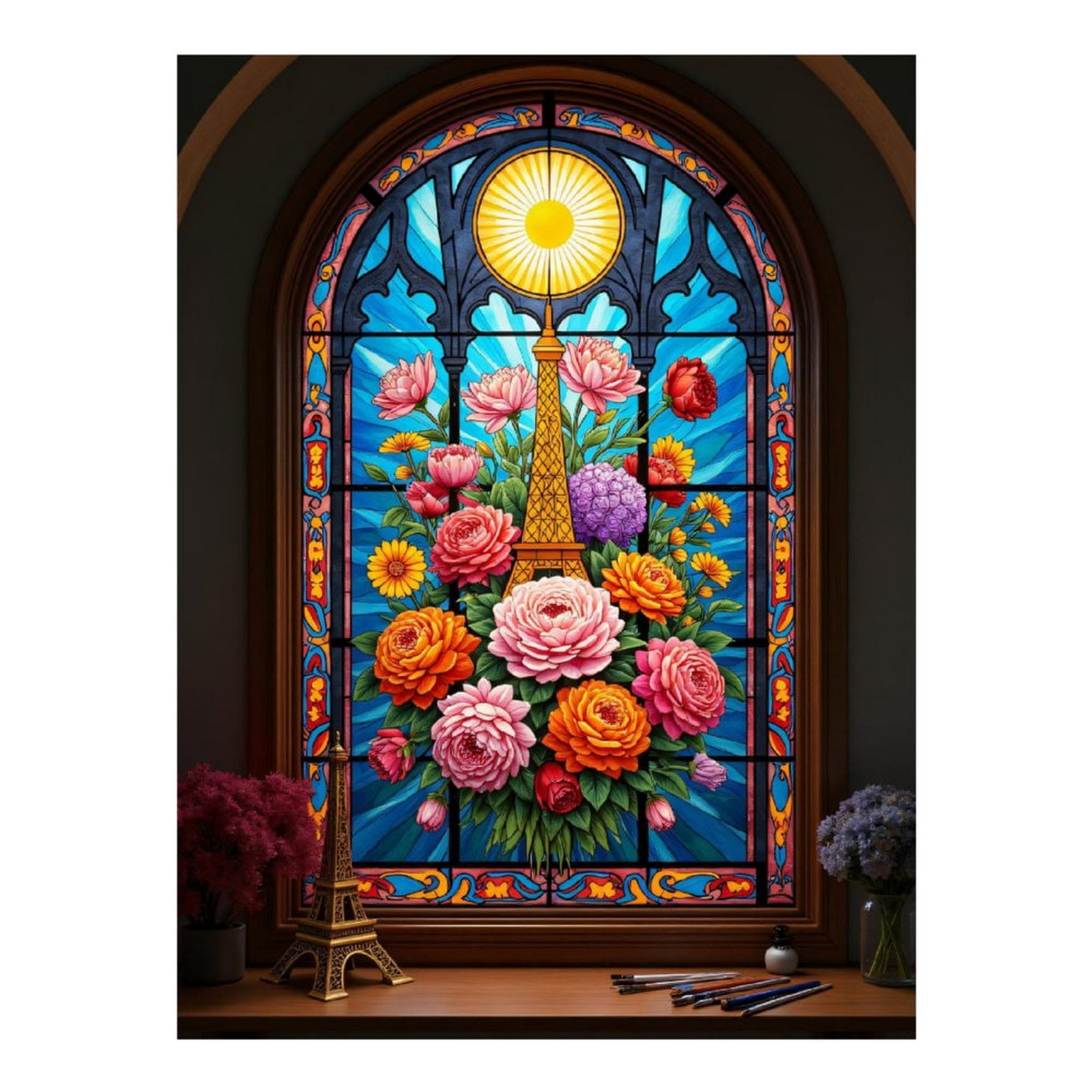 Diamond Art Kits for Adults, Stained Glass Floral Tower Display 5D ...