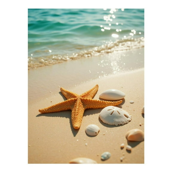 Diamond Art Kits for Adults, Starfish Seashells Sandy Beach 5D Diamond Painting Kits for Adults Beginners, DIY Full Drill Diamond Painting, Gem Art and Crafts 12x16