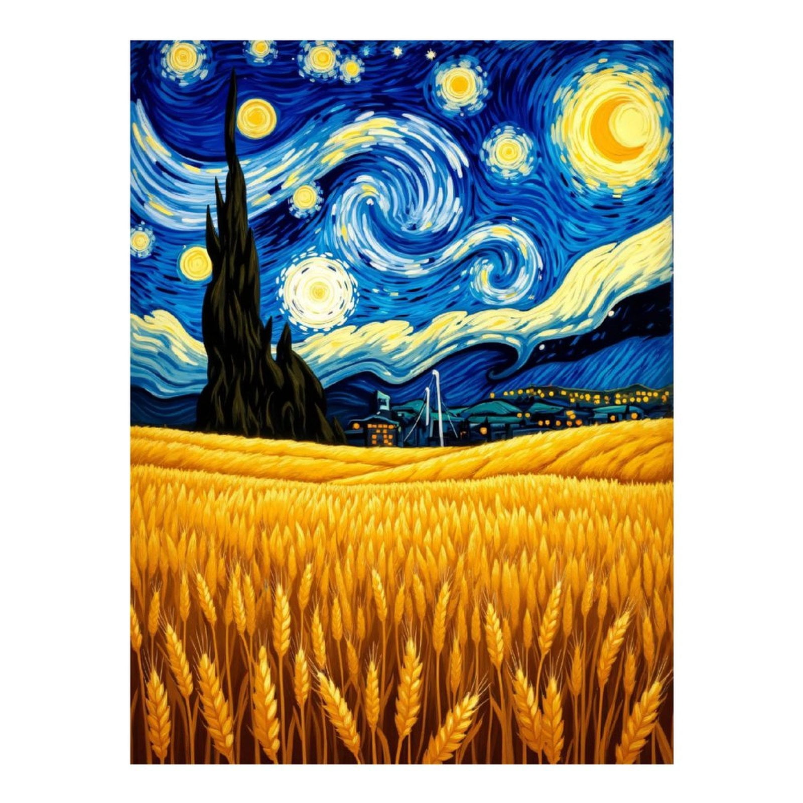 Diamond Art Kits for Adults, Starry Night Wheat Field Painting 5D Diamond Painting Kits for Adults Beginners, DIY Full Drill Diamond Painting, Gem Art and Crafts 12x16