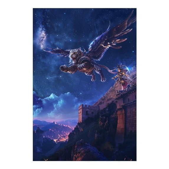 Diamond Art Kits for Adults, Starry Sky Wall Flying TigerDiamond Painting Kits for Beginners, Frameless Round 5D Full Drill Diamonds Art Gem Art Crafts Home Decor Gifts