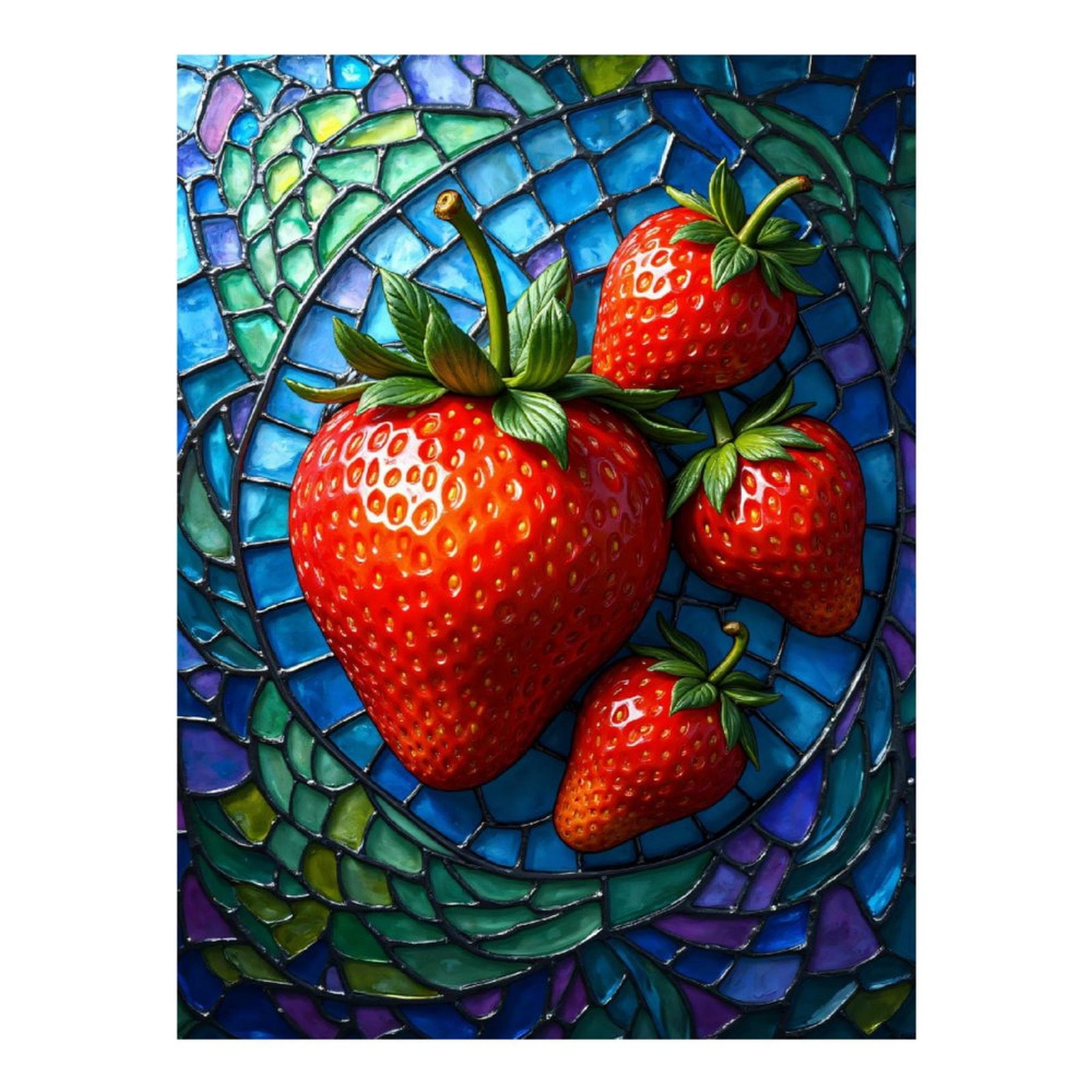 Diamond Art Kits for Adults, Strawberries Mosaic Art Pattern 5D Diamond Painting Kits for Adults Beginners, DIY Full Drill Diamond Painting, Gem Art and Crafts 12x16