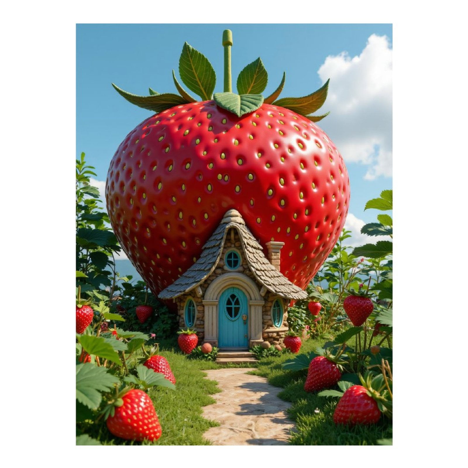 Diamond Art Kits for Adults, Strawberry Cottage Fairy Tale Scene 5D Diamond Painting Kits for Adults Beginners, DIY Full Drill Diamond Painting, Gem Art and Crafts 12x16