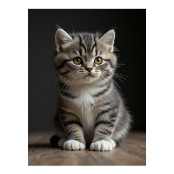 Diamond Art Kits for Adults, Striped Kitten Sitting Indoors 5D Diamond Painting Kits for Adults Beginners, DIY Full Drill Diamond Painting, Gem Art and Crafts 12x16