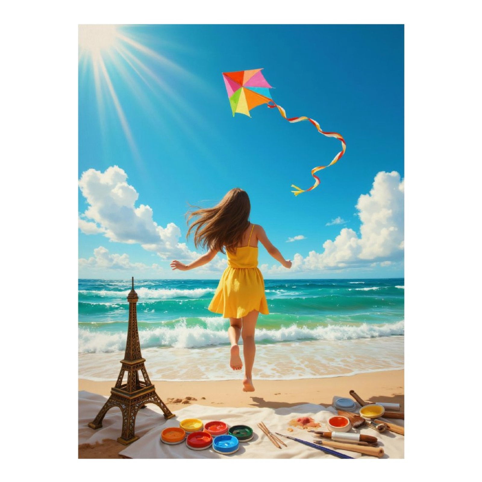 Diamond Art Kits for Adults, Summer Beach Kite Colors Adventure 5D Diamond Painting Kits for Adults Beginners, DIY Full Drill Diamond Painting, Gem Art and Crafts 12x16