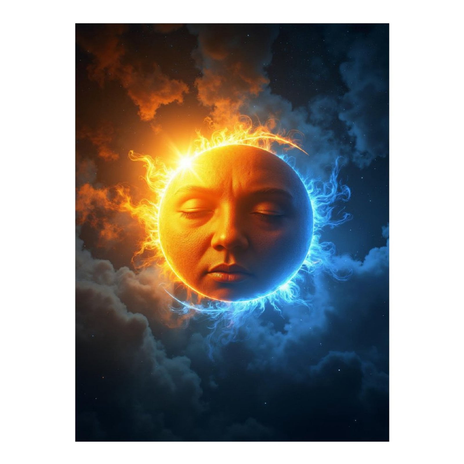 Diamond Art Kits for Adults, Sun Face Dual Colors Sky Fantasy 5D Diamond Painting Kits for Adults Beginners, DIY Full Drill Diamond Painting, Gem Art and Crafts 12x16