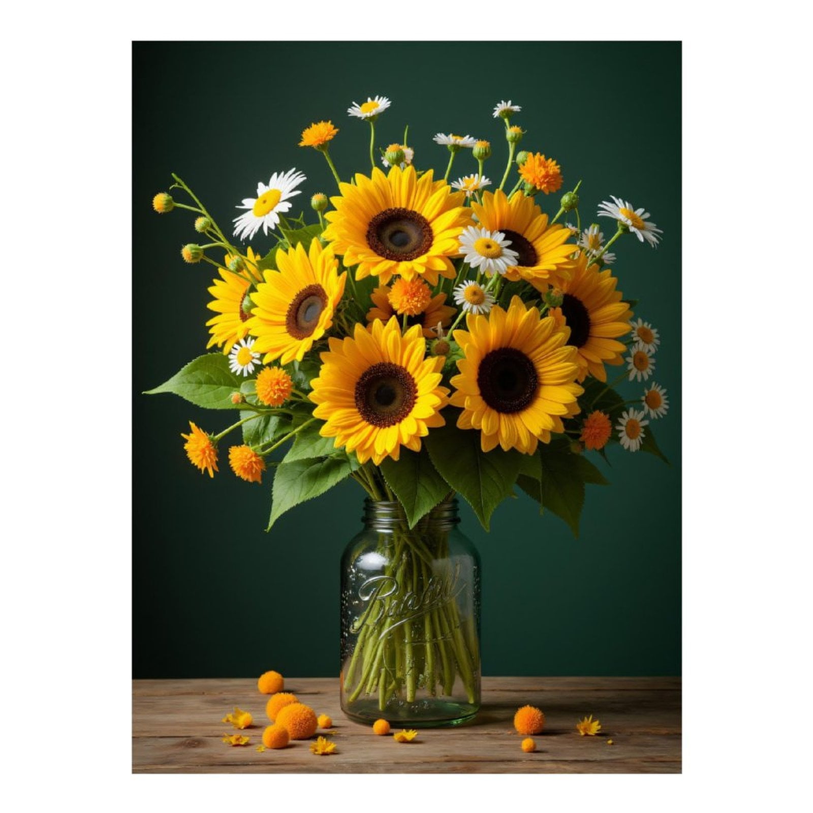 Diamond Art Kits for Adults, Sunflower Daisy Bouquet Jar 5D Diamond Painting Kits for Adults Beginners, DIY Full Drill Diamond Painting, Gem Art and Crafts 12x16