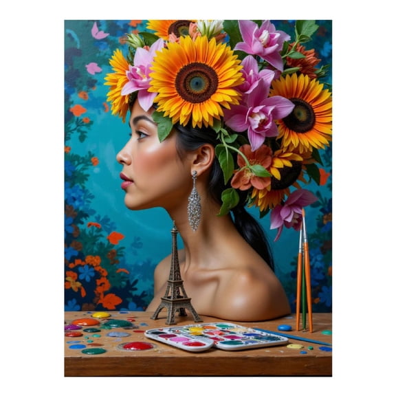 Diamond Art Kits for Adults - Sunflower Floral Art Studio Creativity 5d Diamond Painting for Adults, Diamond Art for Adults Beginners, Frameless Diamond Painting Kits for Adults for Home Wall Decor