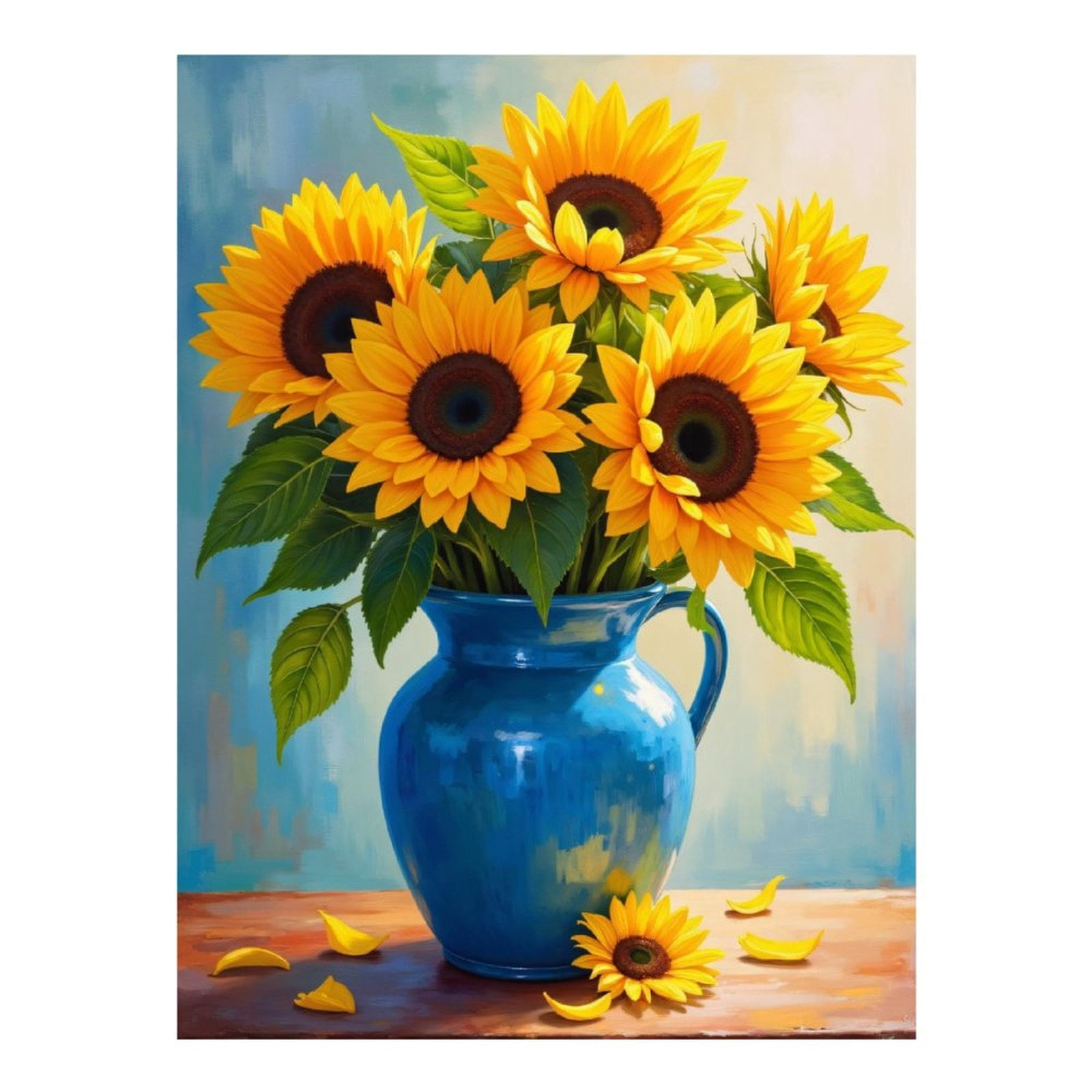 Diamond Art Kits for Adults - Sunflowers In Blue Vase 5d Diamond Painting for Adults, Diamond Art for Adults Beginners, Frameless Diamond Painting Kits for Adults for Home Wall Decor