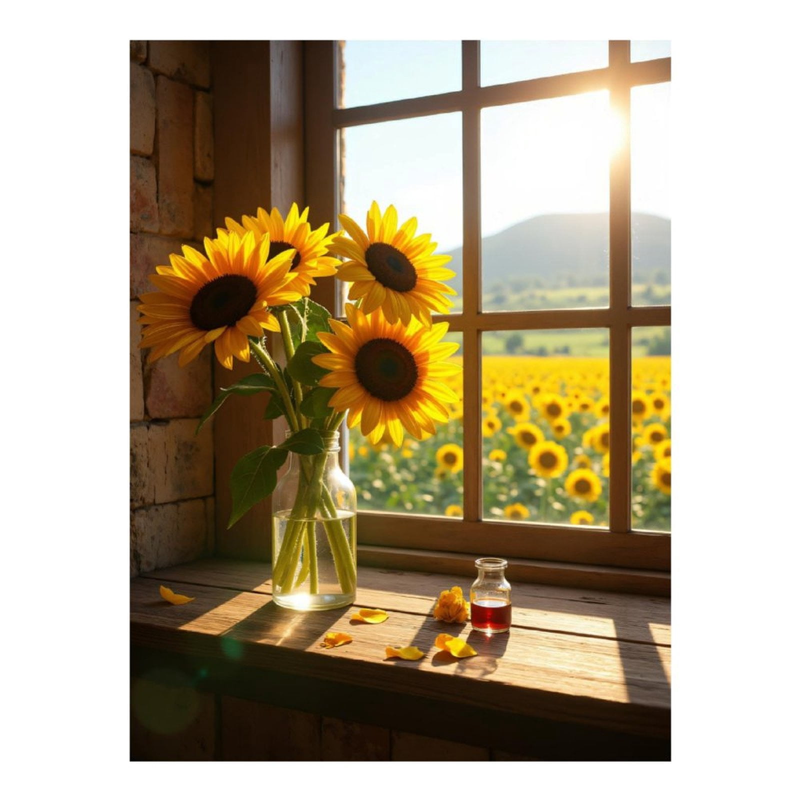 Diamond Art Kits for Adults, Sunflowers In Glass Vase Window Light 5D Diamond Painting Kits for Adults Beginners, DIY Full Drill Diamond Painting, Gem Art and Crafts 12x16