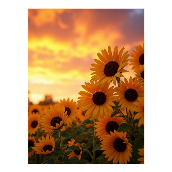 Diamond Art Kits for Adults, Sunflowers Sunset Glow Fields 5D Diamond Painting Kits for Adults Beginners, DIY Full Drill Diamond Painting, Gem Art and Crafts 12x16