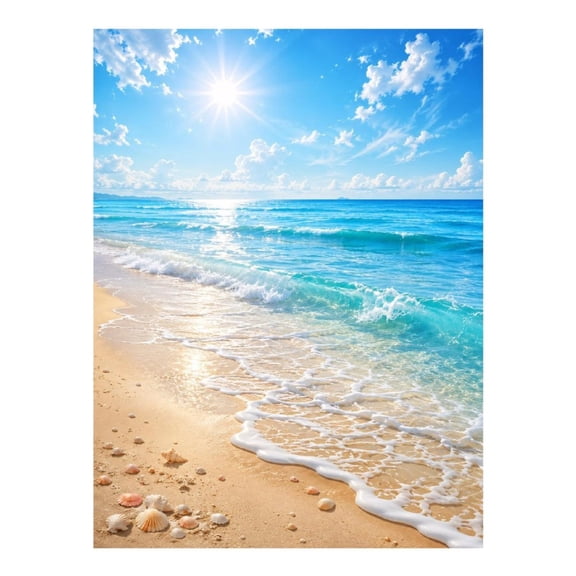 Diamond Art Kits for Adults - Sunny Beach Shore 5d Diamond Painting for Adults, Frameless Diamond Art for Adults Beginners, Diamond Painting Kits for Adults for Home Wall Decor 12x16 In