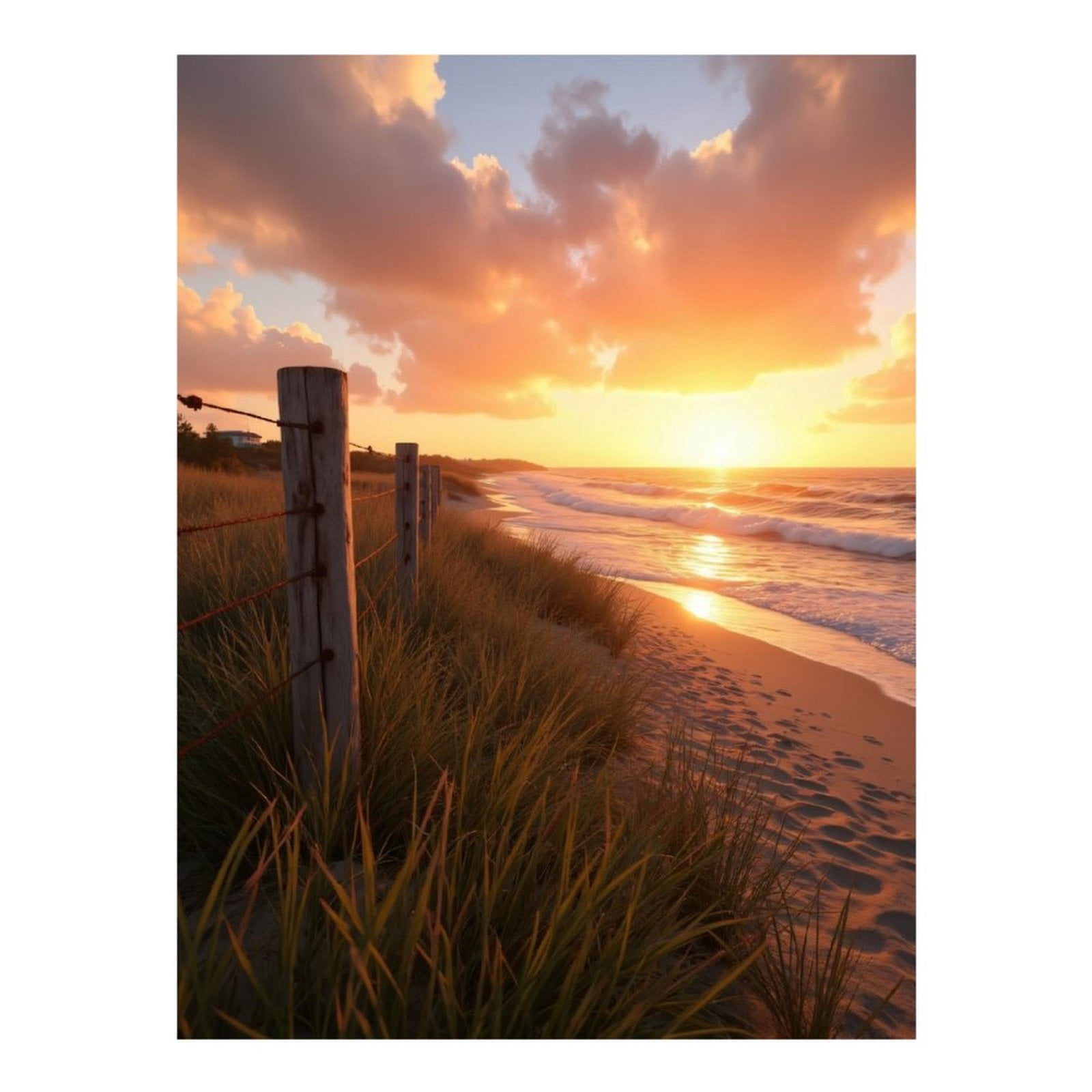Diamond Art Kits for Adults - Sunset Beach Fence Waves Tranquil 5d ...