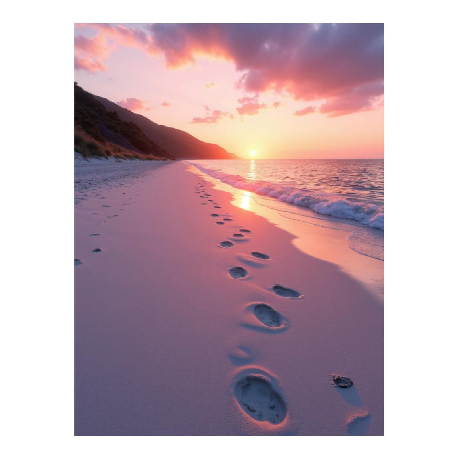 Diamond Art Kits for Adults, Sunset Beach Footprints Tranquility 5D ...