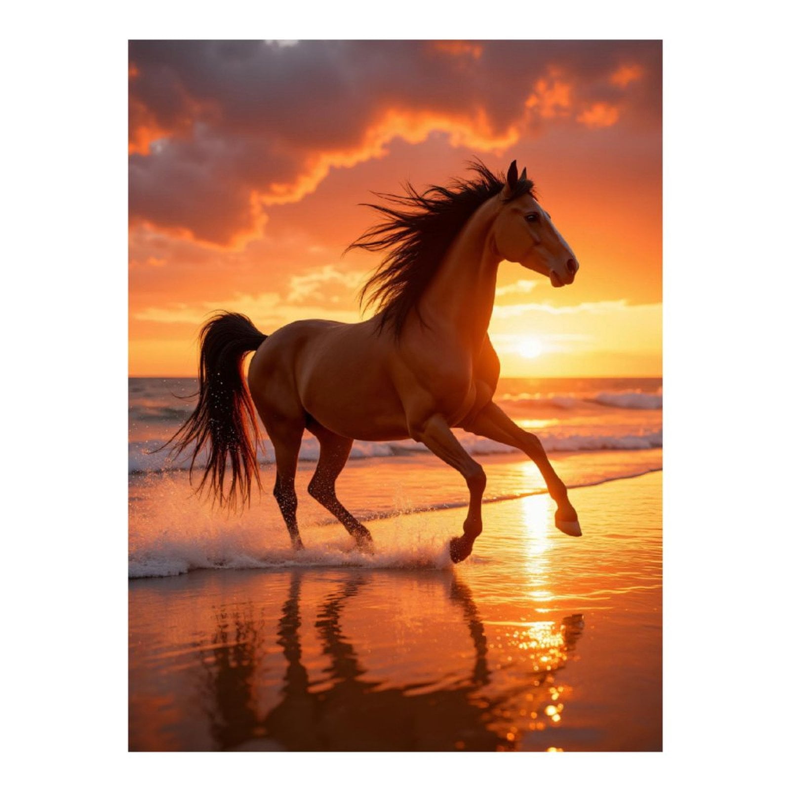 Diamond Art Kits for Adults, Sunset Beach Galloping Horse 5D Diamond Painting Kits for Adults Beginners, DIY Full Drill Diamond Painting, Gem Art and Crafts 12x16