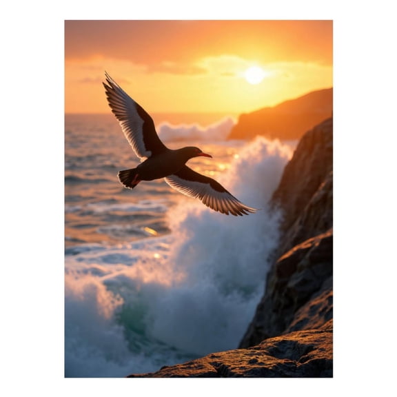 Diamond Art Kits for Adults, Sunset Bird Over Ocean Waves 5D Diamond Painting Kits for Adults Beginners, DIY Full Drill Diamond Painting, Gem Art and Crafts 12x16