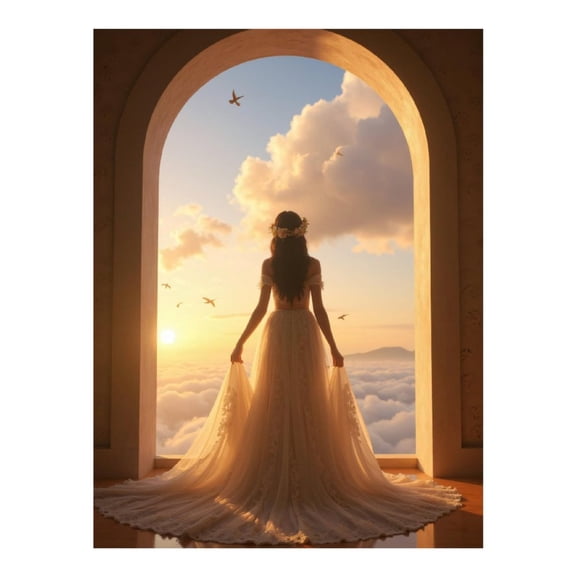 Diamond Art Kits for Adults - Sunset Bride Arched Window Clouds 5d Diamond Painting for Adults, Diamond Art for Adults Beginners, Frameless Diamond Painting Kits for Adults for Home Wall Decor