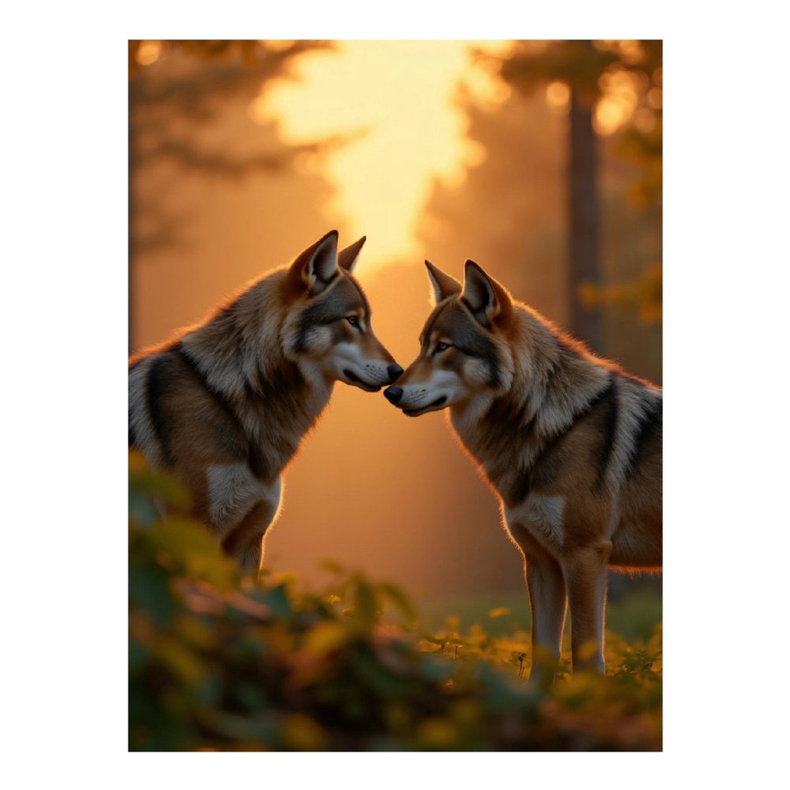 Diamond Art Kits for Adults, Sunset Forest Wolf Pair 5D Diamond Painting Kits for Adults Beginners, DIY Full Drill Diamond Painting, Gem Art and Crafts 12x16