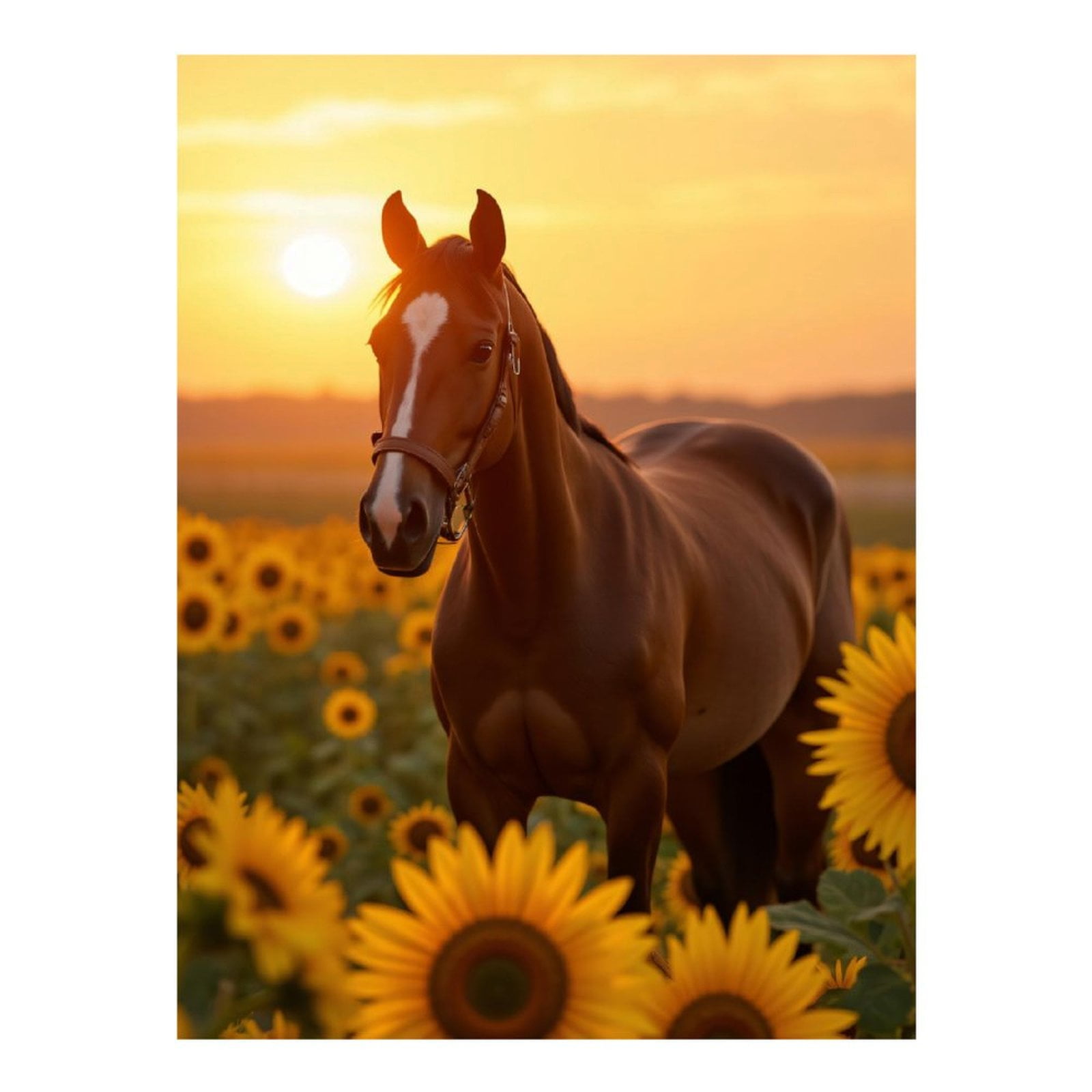 Diamond Art Kits for Adults, Sunset Horse Sunflowers Field 5D Diamond Painting Kits for Adults Beginners, DIY Full Drill Diamond Painting, Gem Art and Crafts 12x16