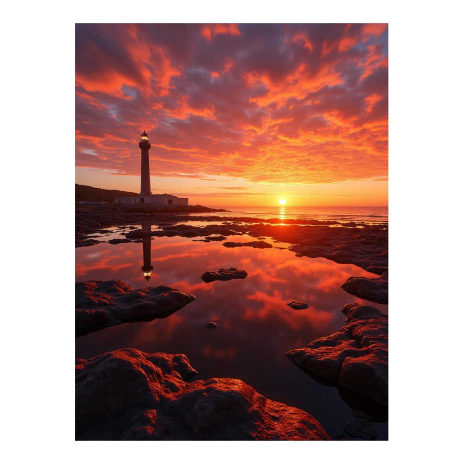 Diamond Art Kits for Adults, Sunset Lighthouse Reflection Rock Shore 5D Diamond Painting Kits for Adults Beginners, DIY Full Drill Diamond Painting, Gem Art and Crafts 12x16