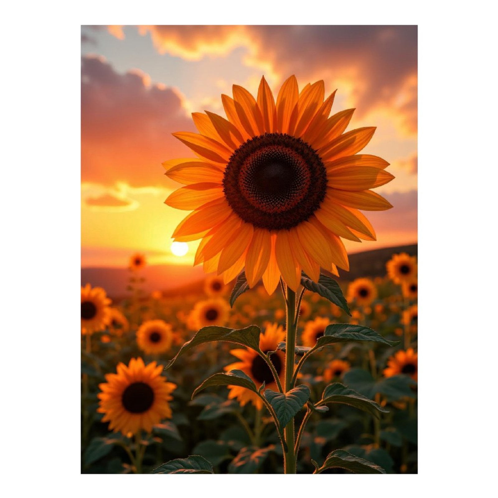 Diamond Art Kits for Adults, Sunset Sunflower Field Scene 5D Diamond Painting Kits for Adults Beginners, DIY Full Drill Diamond Painting, Gem Art and Crafts 12x16