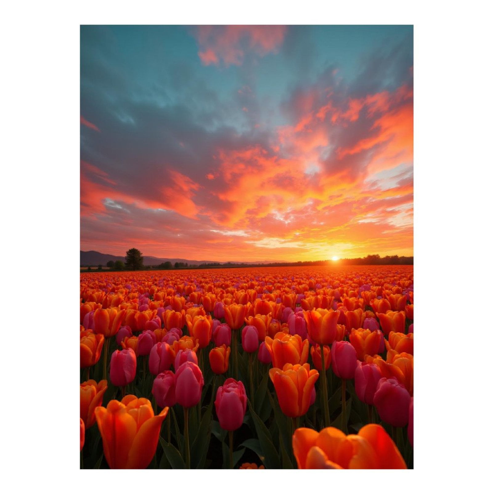 Diamond Art Kits for Adults - Sunset Over Tulip Field 5d Diamond Painting for Adults, Diamond Art for Adults Beginners, Frameless Diamond Painting Kits for Adults for Home Wall Decor