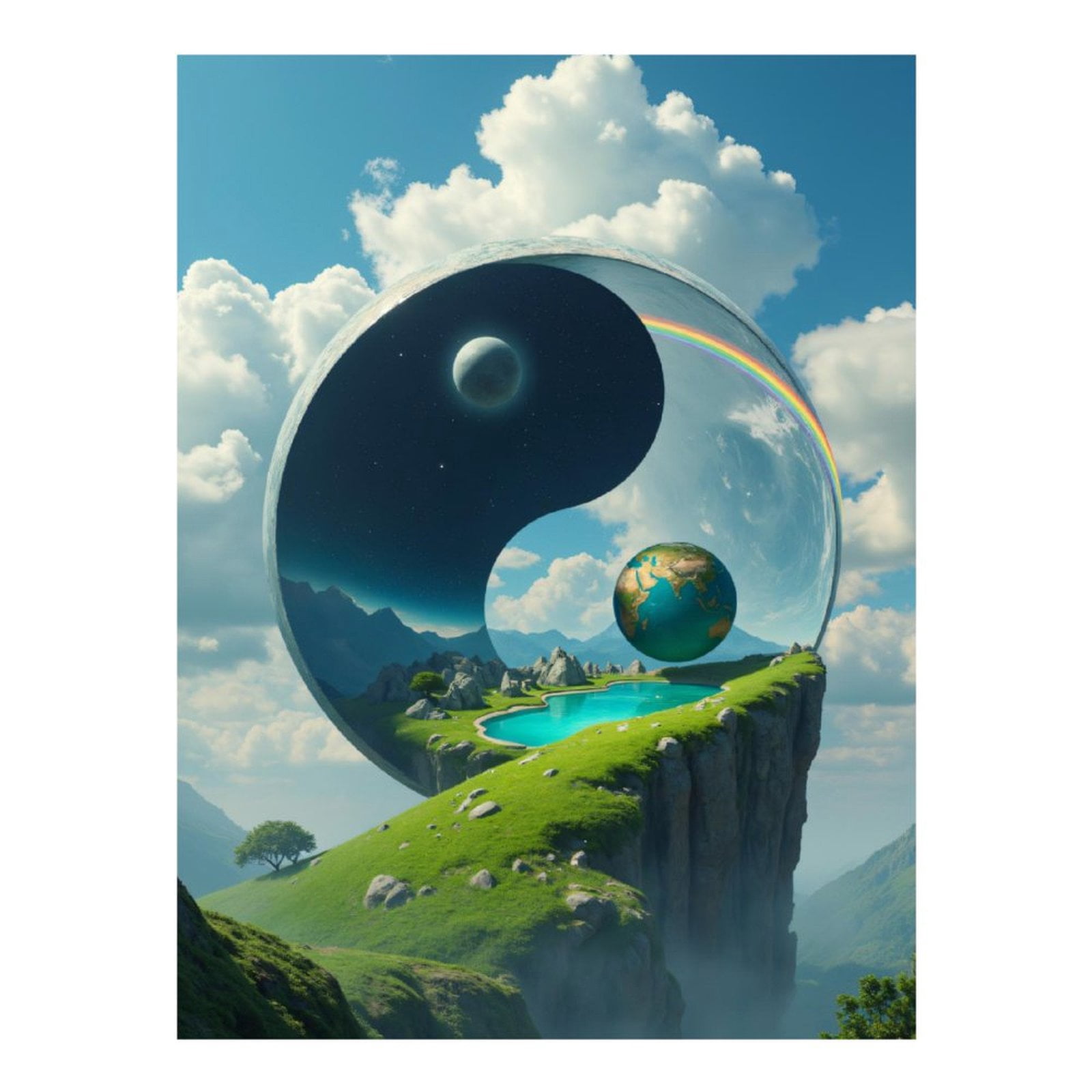 Diamond Art Kits for Adults, Surreal Landscape Yin Yang Nature Sphere 5D Diamond Painting Kits for Adults Beginners, DIY Full Drill Diamond Painting, Gem Art and Crafts 12x16