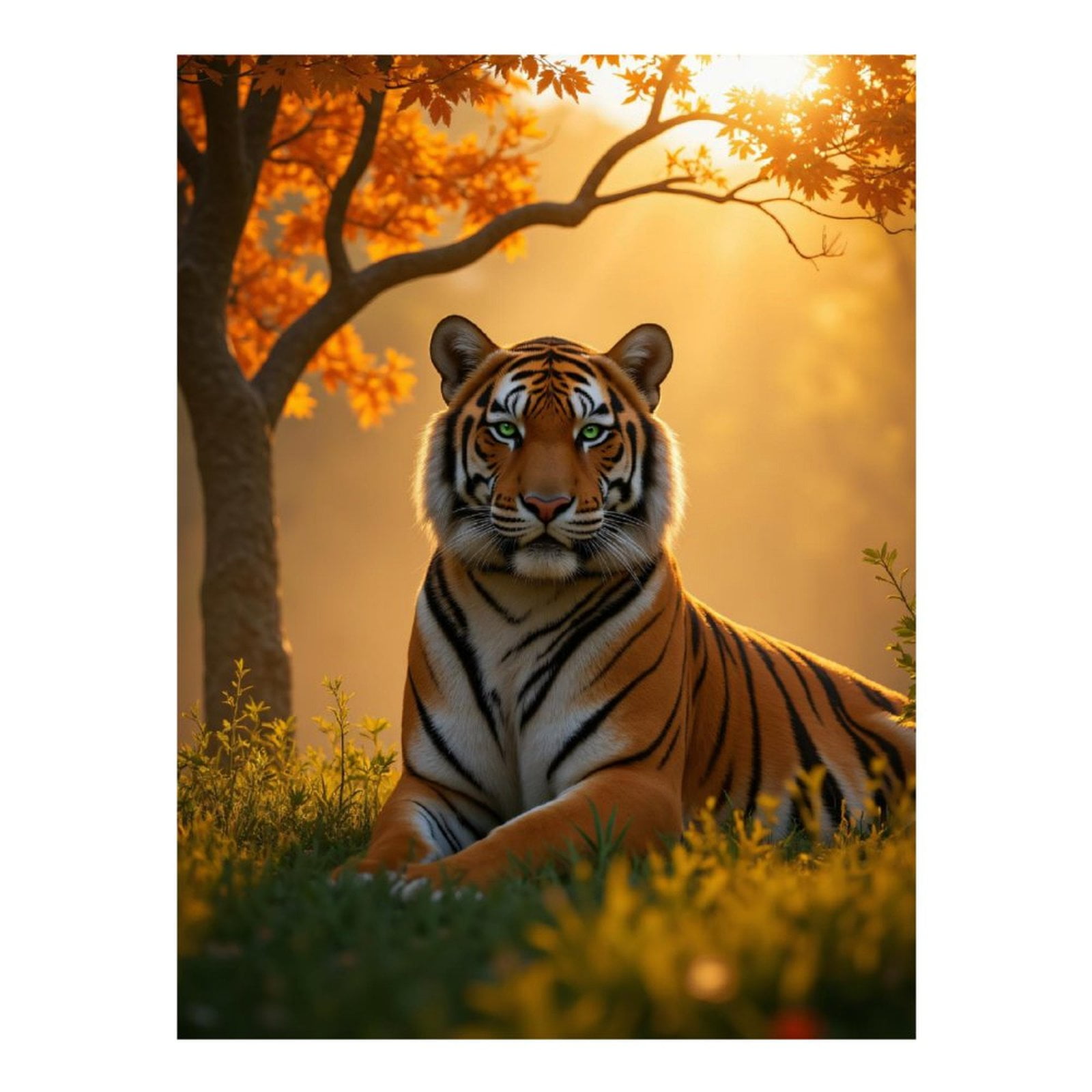 Diamond Art Kits for Adults, Tiger Autumn Forest Sunlight Scene 5D Diamond Painting Kits for Adults Beginners, DIY Full Drill Diamond Painting, Gem Art and Crafts 12x16