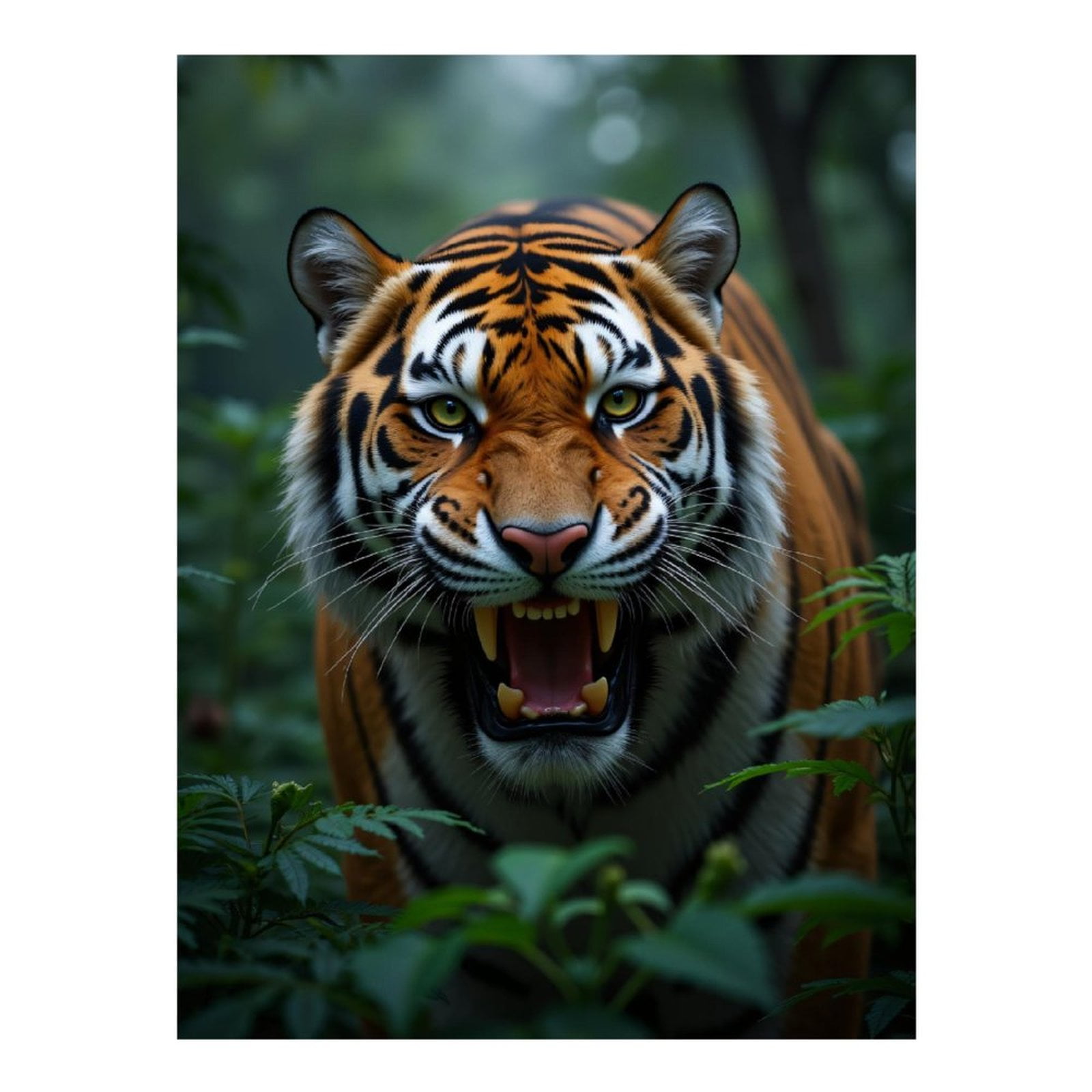 Diamond Art Kits for Adults - Tiger In Jungle Growling Closeup 5d Diamond Painting for Adults, Diamond Art for Adults Beginners, Frameless Diamond Painting Kits for Adults for Home Wall Decor