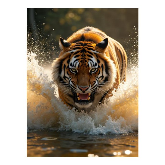 Diamond Art Kits for Adults, Tiger Majestic Water Splash 5D Diamond Painting Kits for Adults Beginners, DIY Full Drill Diamond Painting, Gem Art and Crafts 12x16