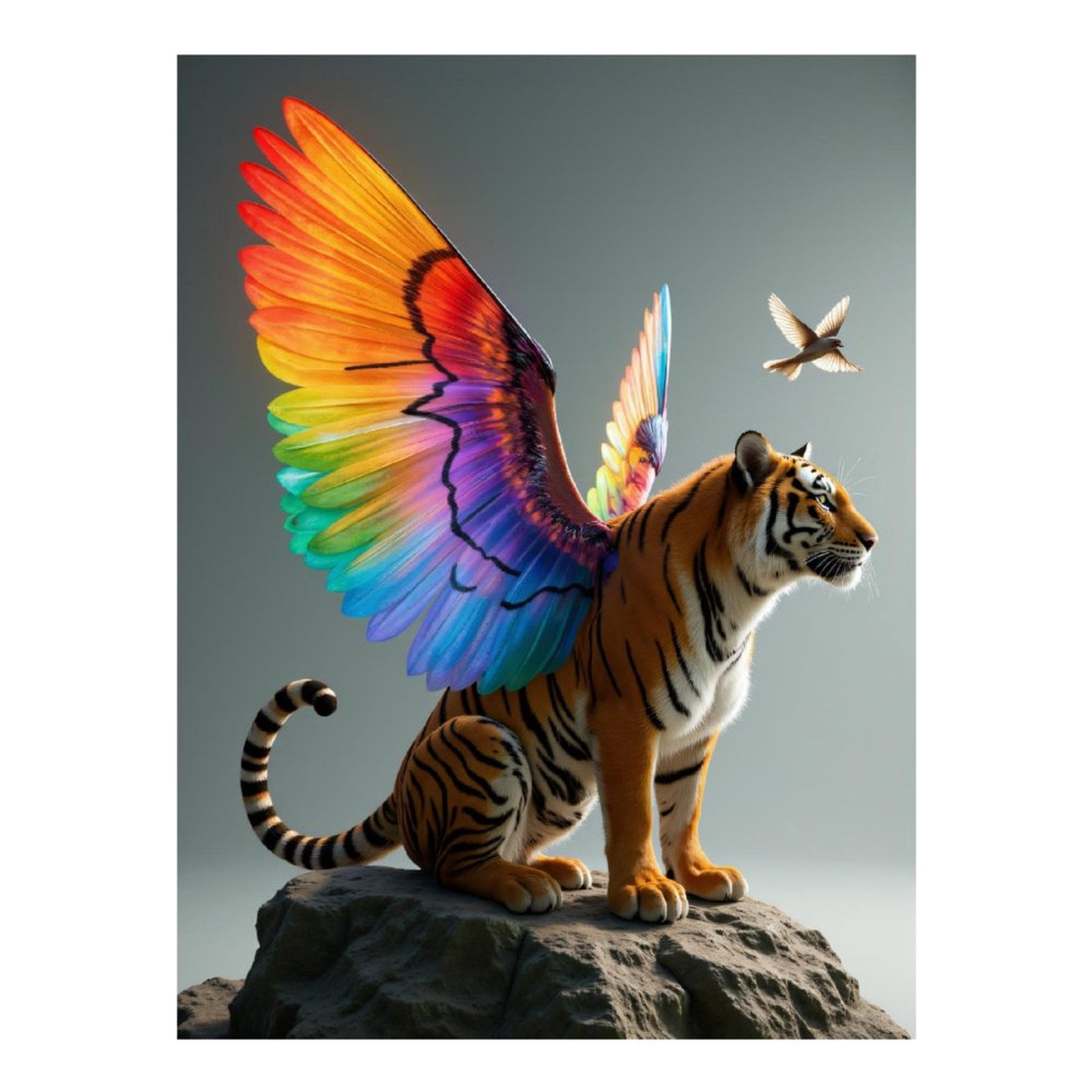 Diamond Art Kits for Adults, Tiger Rainbow Wings Rock Bird 5D Diamond Painting Kits for Adults Beginners, DIY Full Drill Diamond Painting, Gem Art and Crafts 12x16