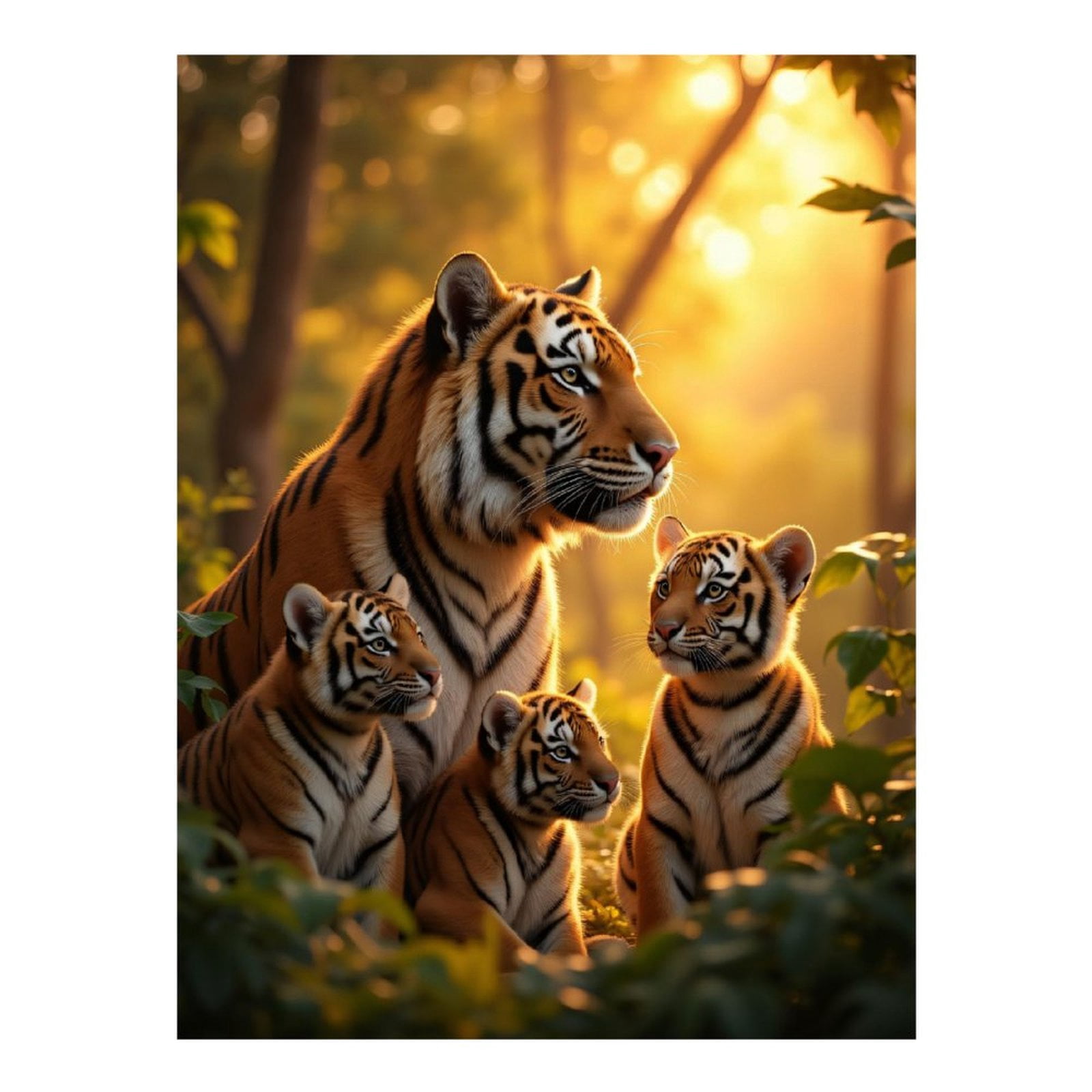 Diamond Art Kits for Adults - Tigers Family Jungle Sunrise Scene 5d Diamond Painting for Adults, Diamond Art for Adults Beginners, Frameless Diamond Painting Kits for Adults for Home Wall Decor