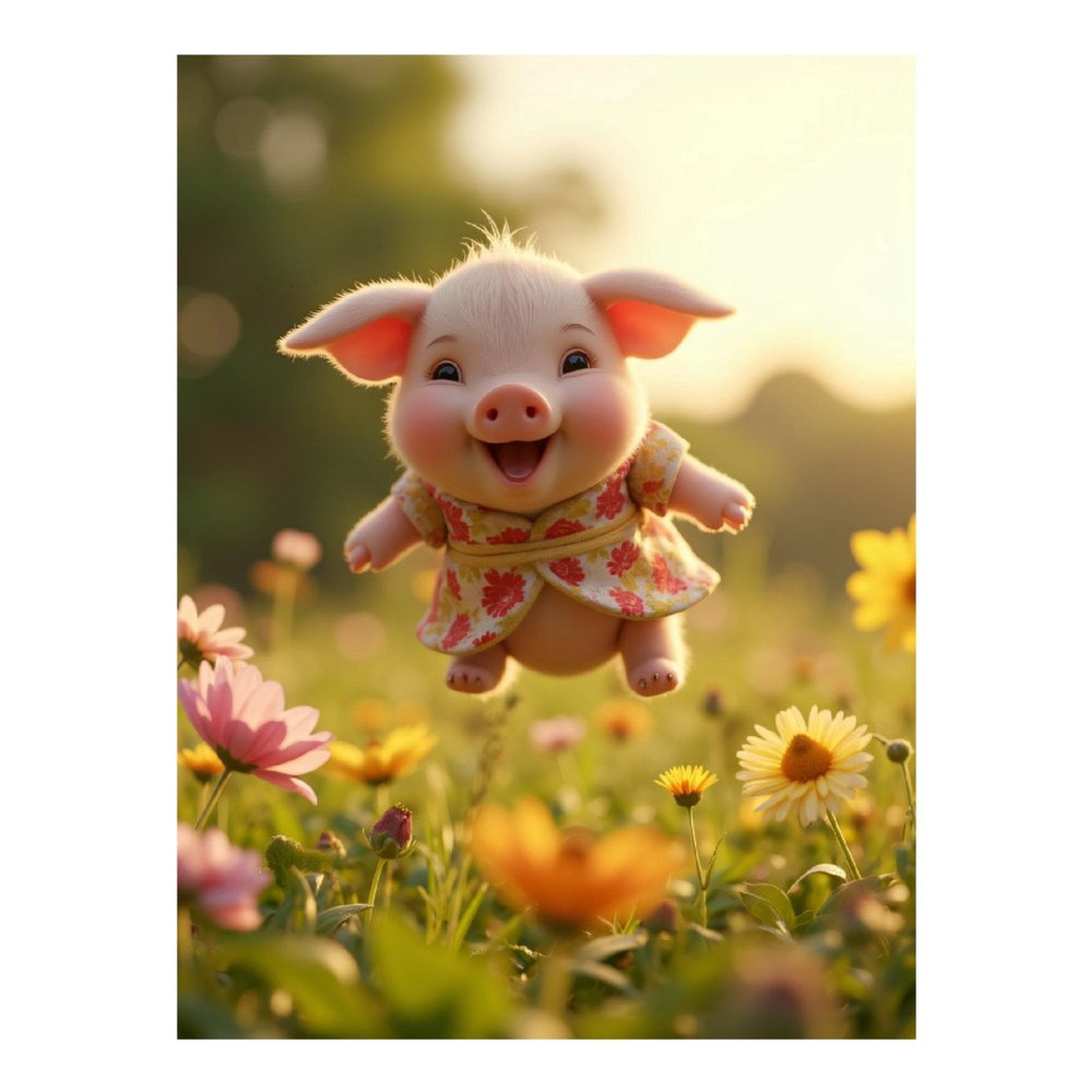Diamond Art Kits for Adults, Tiny Piglet Floral Meadow Jump 5D Diamond Painting Kits for Adults Beginners, DIY Full Drill Diamond Painting, Gem Art and Crafts 12x16