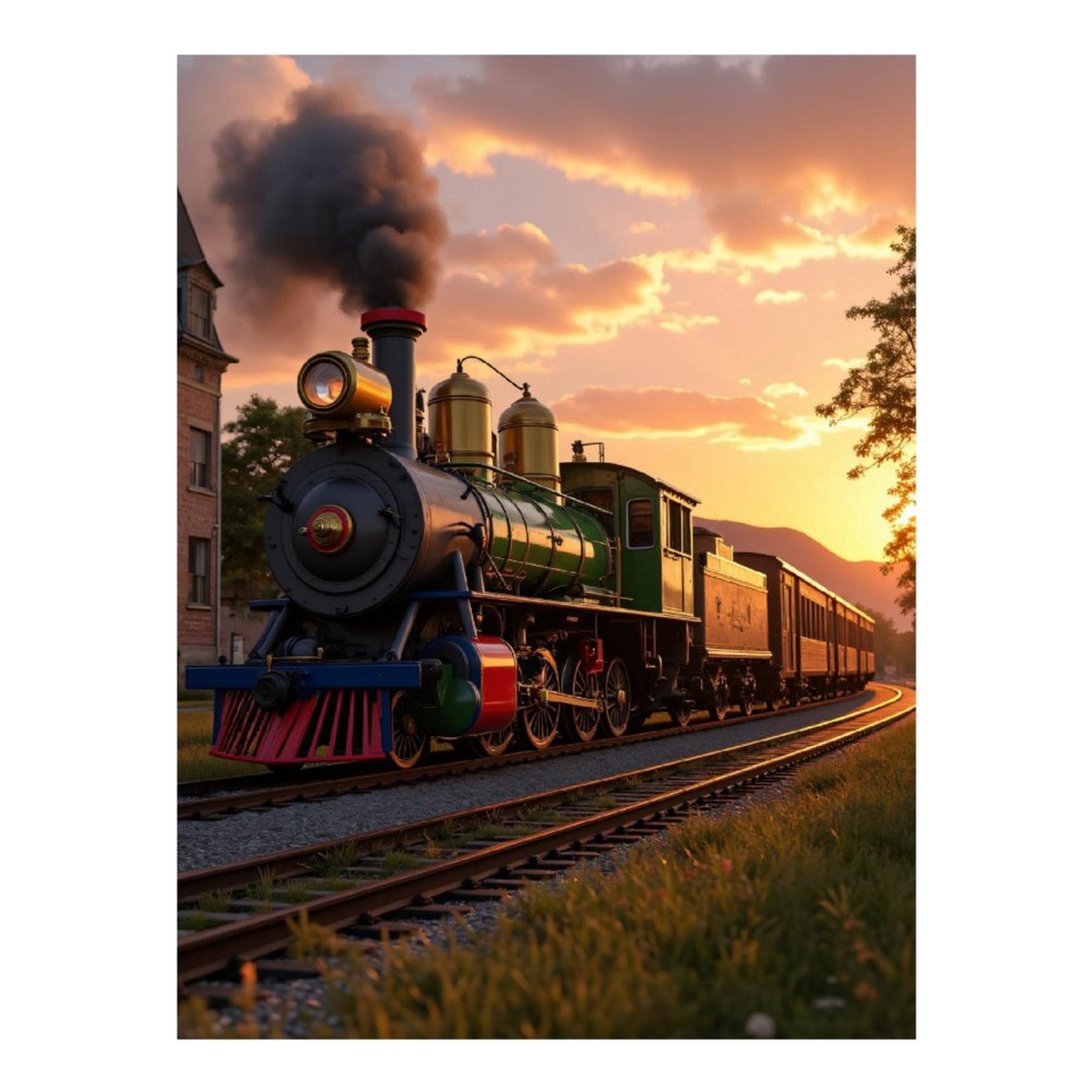Diamond Art Kits for Adults, Train Sunset Railway Journey 5D Diamond Painting Kits for Adults Beginners, DIY Full Drill Diamond Painting, Gem Art and Crafts 12x16