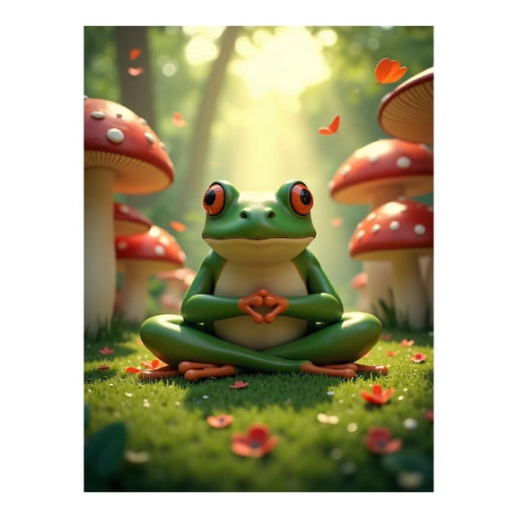 Diamond Art Kits for Adults, Tranquil Frog Meditation Mushrooms 5D Diamond Painting Kits for Adults Beginners, DIY Full Drill Diamond Painting, Gem Art and Crafts 12x16