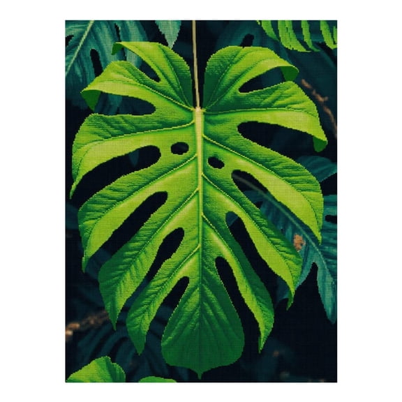 Diamond Art Kits for Adults, Tropical Green Leaf Pattern 5D Diamond Painting Kits for Adults Beginners, DIY Full Drill Diamond Painting, Gem Art and Crafts 12x16