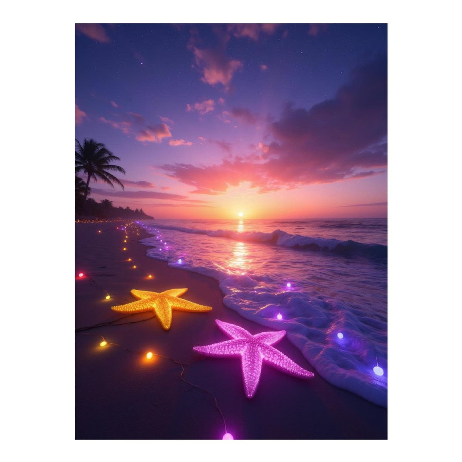 Diamond Art Kits for Adults, Tropical Sunset Beach Lights 5D Diamond Painting Kits for Adults Beginners, DIY Full Drill Diamond Painting, Gem Art and Crafts 12x16