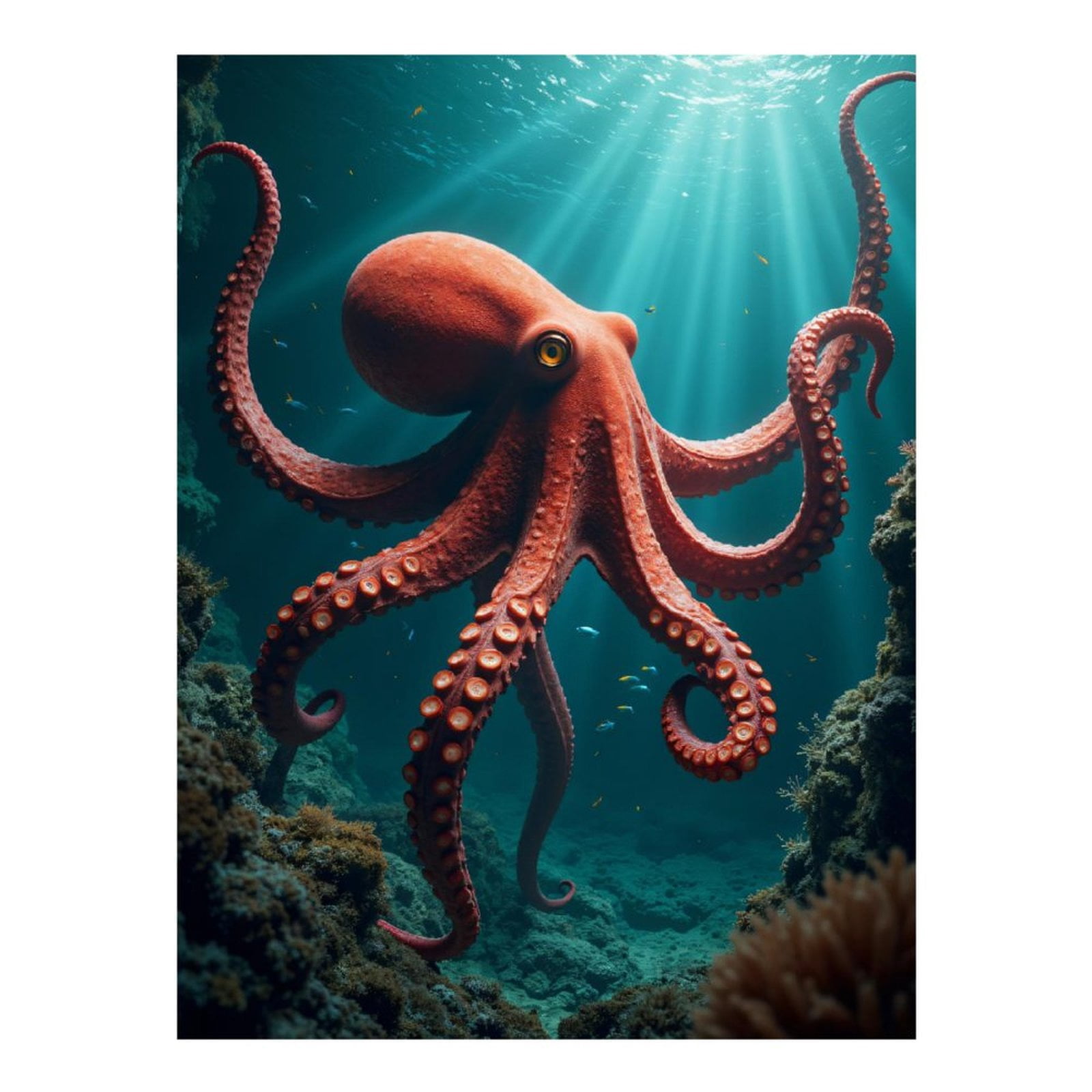 Diamond Art Kits for Adults, Underwater Giant Octopus Exploration 5D Diamond Painting Kits for Adults Beginners, DIY Full Drill Diamond Painting, Gem Art and Crafts 12x16