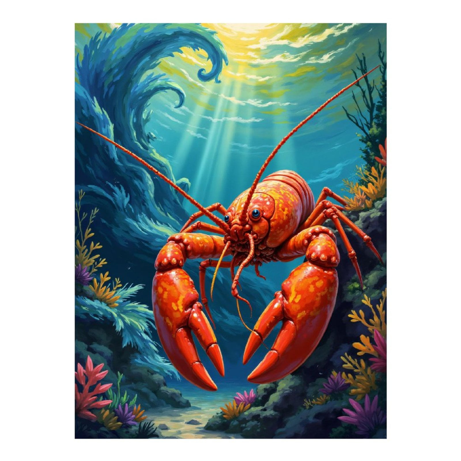 Diamond Art Kits for Adults, Underwater Lobster Coral Fantasy 5D Diamond Painting Kits for Adults Beginners, DIY Full Drill Diamond Painting, Gem Art and Crafts 12x16