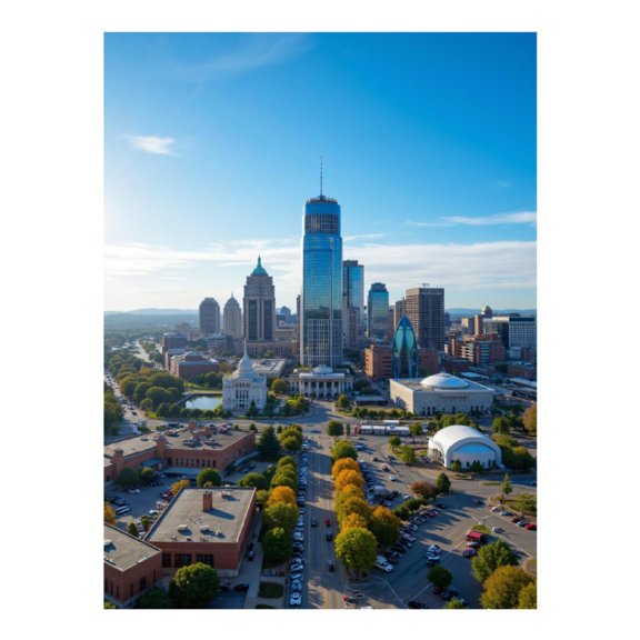 Diamond Art Kits for Adults, Urban Skyline Blue Sky Day 5D Diamond Painting Kits for Adults Beginners, DIY Full Drill Diamond Painting, Gem Art and Crafts 12x16