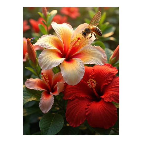 Diamond Art Kits for Adults, Vibrant Blossoms Bee 5D Diamond Painting Kits for Adults Beginners, DIY Full Drill Diamond Painting, Gem Art and Crafts 12x16