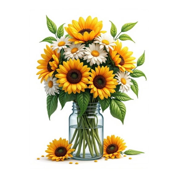 Diamond Art Kits for Adults, Vibrant Sunflower Daisy Bouquet 5D Diamond Painting Kits for Adults Beginners, DIY Full Drill Diamond Painting, Gem Art and Crafts 12x16