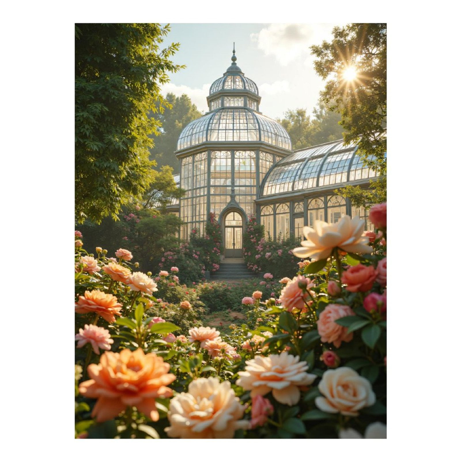 Diamond Art Kits for Adults, Victorian Glasshouse Rose Garden 5D Diamond Painting Kits for Adults Beginners, DIY Full Drill Diamond Painting, Gem Art and Crafts 12x16